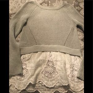 Sweater with lace trim